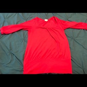 Casual Red 3/4 Sleeve Blouse